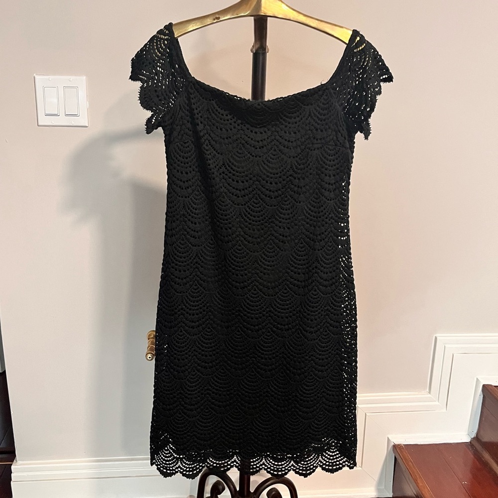 Lilly Pulitzer Black Lace Off The Shoulder Dress